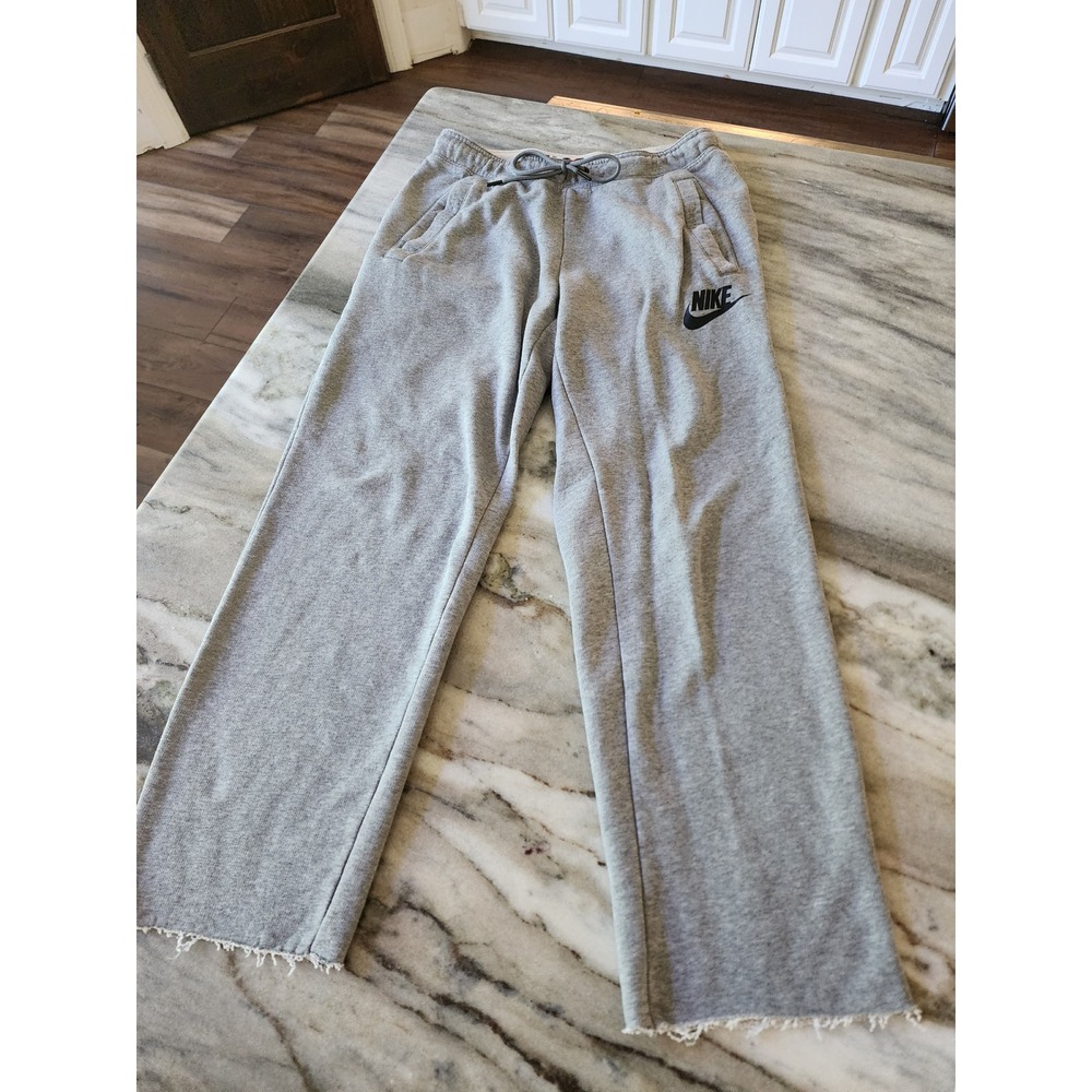VTG Y2K Nike Womens Sweatpants Heather Gray Raw Hem Just Do It Waistband Small